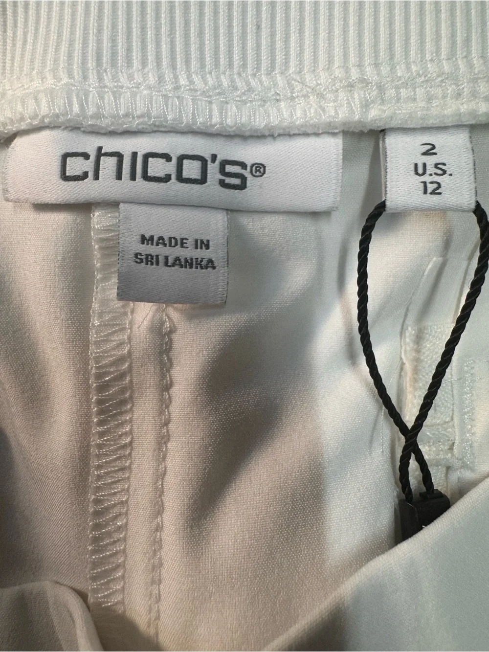 Chico's Women's White Stretch Chinos with Front Zip Pockets - Picture 2 of 10